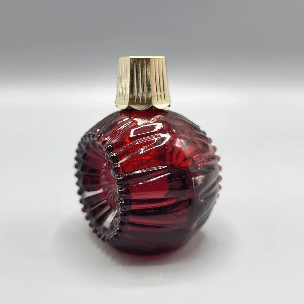 Vintage EMPTY Avon Charisma Cologne 1 fl oz Ribbed Ruby Red Glass Bottle Small